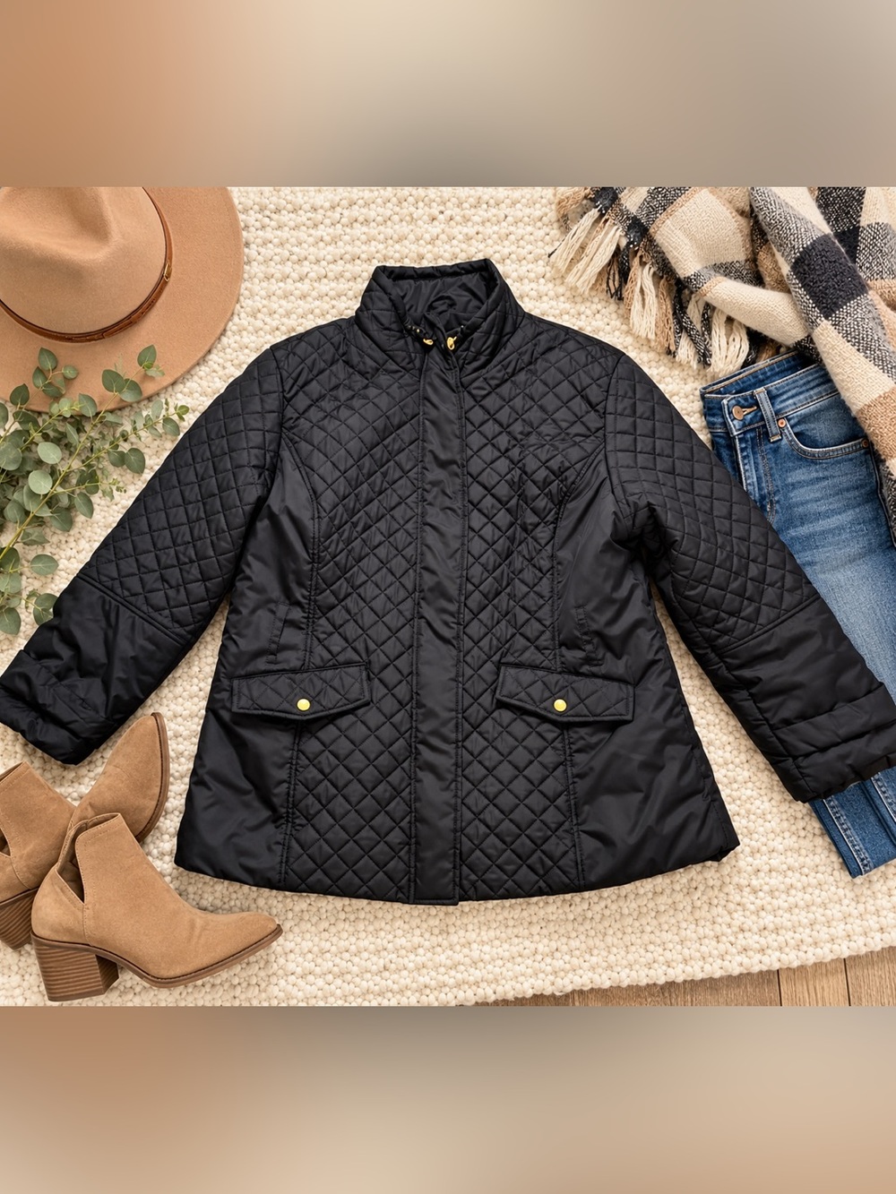HB Sport Harve Benard Black Quilted Puffer Jacket Coat Plus Size 2X